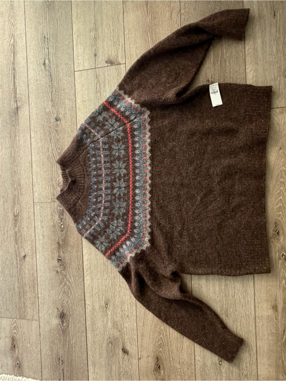 Old Navy Brown Fair Isle Turtleneck Sweater with Multicolor Yoke